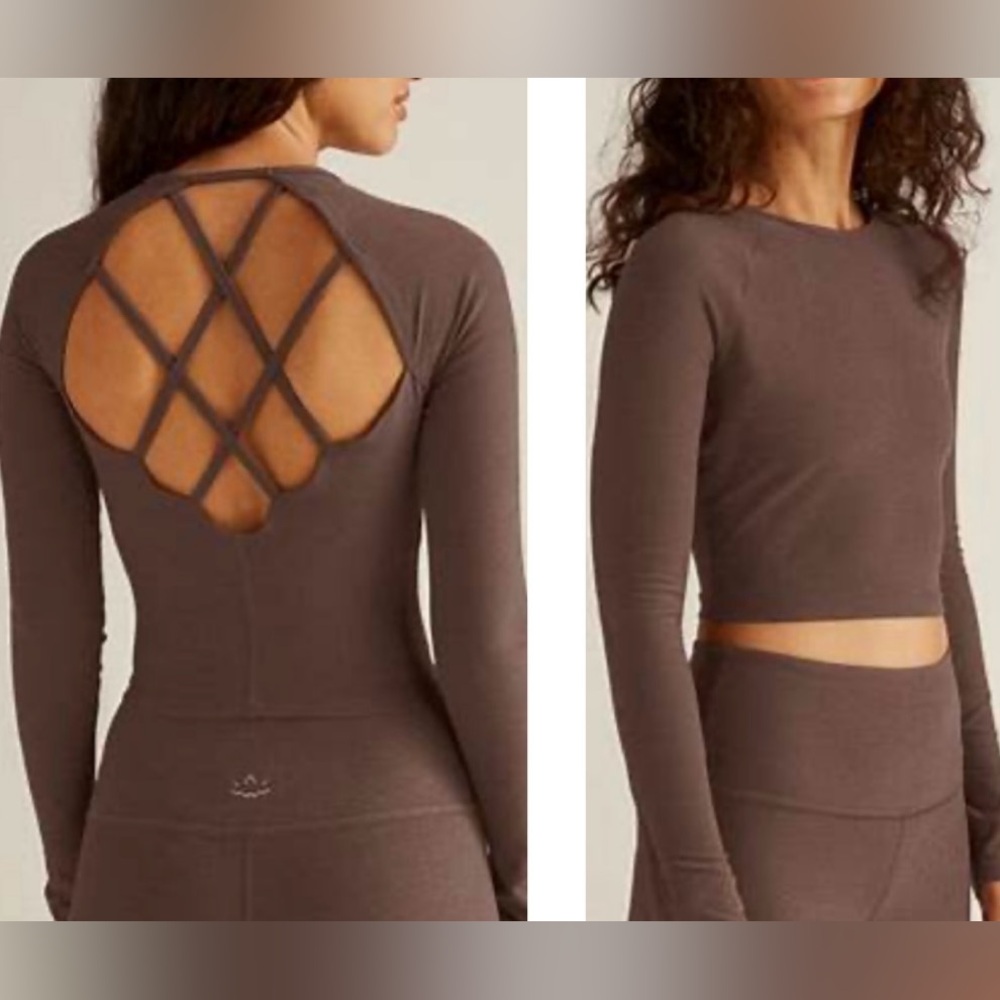 Beyond Yoga Spacedye Enlighten Crop Pullover XS/ Truffle